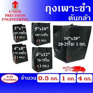 Union ถุงเพาะชำ ถุงเพาะกล้าสีดำ คละขนาด เจาะรู จำนวน 4 ก.ก.