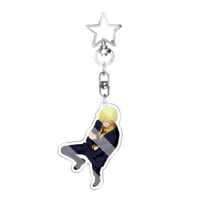 Bandai | Sanji Formal Bộ Đồ Sọc Acrylic Móc Khóa 5cm Anime Mặt Dây Chuyền Thời Trang Nhân Vật Kinh Doanh Quý Ông Phiên Bản Q Phụ Kiện Sáng Tạo Dành Cho Mọi Lứa Tuổi