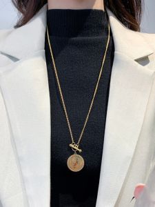 Titanium Steel Long Sweater Chain Necklace Womens Fashion Jewelry High End Luxury Non Fading Trendy Cross Pendant Neckpiece