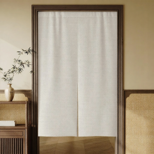 XILOUYUE | Japanese Style Simple Design Single Color Ramie Blend Half-Length Door Curtain