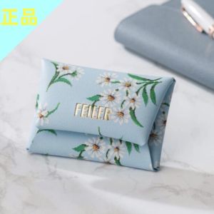 มินิการ์ดสีฟ้าสดสไตล์ Feiler แบรนด์หนังซิปกระเป๋าคลัทช์กระเป๋าสตางค์ขนาดเล็กสําหรับเยาวชนสบายๆ