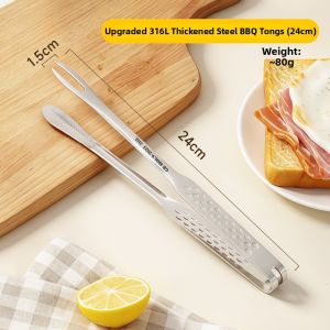 CHUANGSHUNFU | Heat Resistant Stainless Steel BBQ Tongs 316 Thickened Steak
