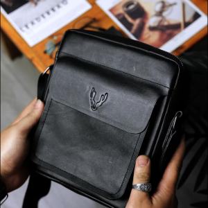 Tas Selempang Pria Kulit Sapi Leaderbag Terbaru Warna Hitam Coklat Waterproof Atau Tas Slingbag Kulit Cowok Bisnis Keren Branded HELIOS