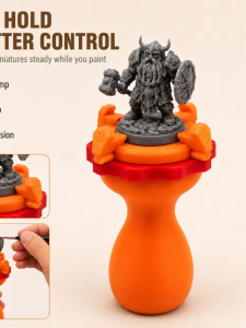 40k D&D Orange Miniature Painting Handle Adjustable Grip Holder for 20-50mm Bases Model Figure Painting Tool for Hobbyists