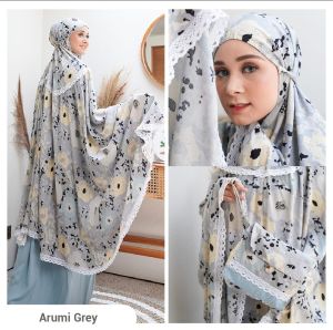 Mukena Tazbiya Series  Arumi Grey Mukena Rayon all size fit Jumbo Premium