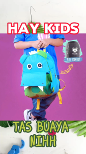 Tas Ransel Punggung Backpack Sekolah Anak Laki Laki Cowok Karakter Buaya Lucu Hijau TK SD KID 188