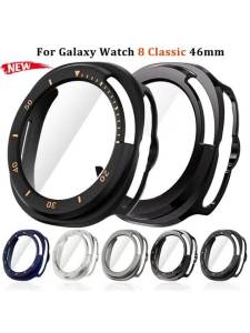 Ốp Lưng Samsung Galaxy Watch 8Classic Có Miếng Dán Bảo Vệ Màn Hình Bằng Kính Cường Lực Tương Thích Với 46 Mẫu PC