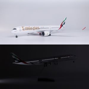 47cm Large Scale Emirates A350 Resin Diecast Airplane Model Toy Kit with Landing Gear Wheel for Collections Display or Boys Gift