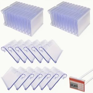 50Pcs Label Holder Pvc Transparent Plastic Reusable Price Tag Holder Suitable for Large Shopping Malls Supermarkets Small Stores