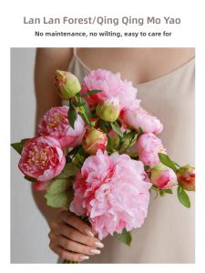 LANLIN | Pink Peony Imitation Bouquet for Decoration