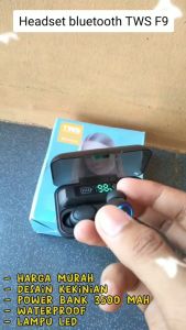 Headset Bluetooth Wireless F9 TWS LED Smart Display With Powerbank Full Bass Original Bluetooth 5.0