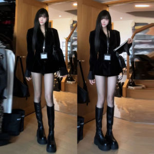 CHANGTONG | Bộ váy hai mảnh thời trang mùa thu đông phong cách đường phố cotton dài tay cổ chữ V cài nút cho nữ