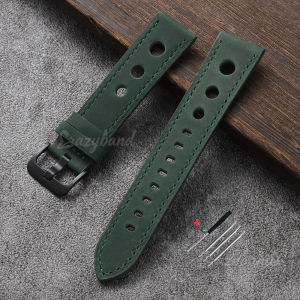 Dây Đeo Đồng Hồ Bằng Da Xốp Thoáng Khí Đa Năng 18mm-24mm Phong Cách Đua Xe Cổ Điển Mềm Mại Dành Cho Seiko Omega Citizen Tudor Tissot IWC Mido - Nâu Đen