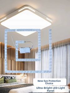 Square LED Light Core Absorption Ceiling Light Replacement Core Magnetic Attraction Lens Protective Eye Light Strip Three Color Adjustable