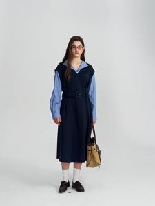 DUSHU | Easy-to-wear Two-piece Waist Accentuating Long Sleeve Dress Autumn Winter