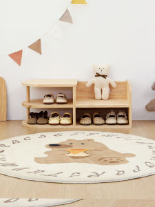 Mini Baby Shoe Changing Stool Solid Wood Childrens Seat Portable Entryway Shoe Put on Bench Simple Modern Style Furniture