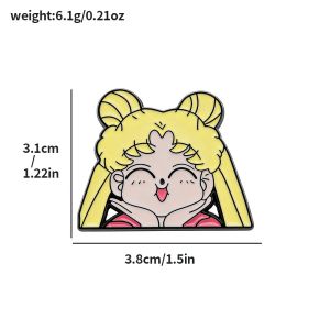 Bandai | Cute Usagi Tsukino Lapel Brooch Funny Eating Ramen Face Badge Collectible Anime Pin for Backpacks And Jackets