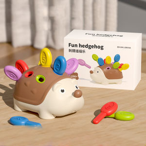 Montessori Sensory Babys Hedgehog Toy Children Fine Exercise Skills for Children Learning Sensory Toys Early Education Classification Insert Hands-on Skills for 1 2 3 Years Old Children Boys