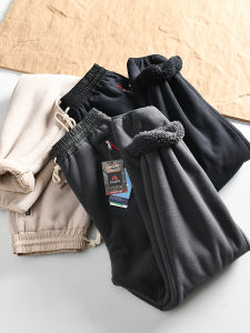 Designer Line High Gramage Fleece Thick Mens Casual Sports Pants Winter Fashionable Straight Leg Elastic Waist Long Trousers