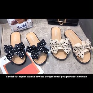 SK-S62 Sandal Pita Polkadot Wanita Fashion Korea Slop Jelly / Sandal Flat Wanita Slipper / Sendal