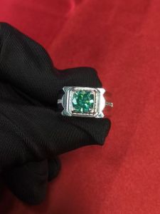 Diamcity (Free Gra Certificate) Berlian Penuh Delapan Hati dan Delapan Panah Pt950 Biru Hijau Moissanite Ornamen Cincin Terbuka