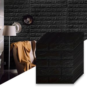 Grey Brick Pattern 3D Wall Stickers 38cmx35cm 10pcs Waterproof Wallpaper Self-adhesive Stain-resistant Simple Style Room Decor