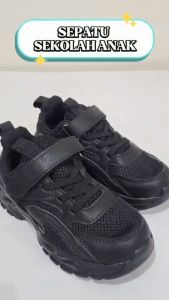 SEPATU ANAK SEKOLAH SNEAKERS SCHOOL HITAM POLOS ANAK LAKI-LAKI PEREMPUAN BAHAN KULIT