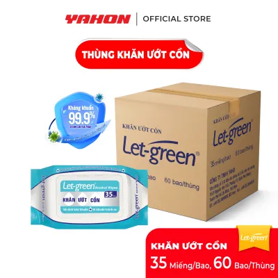 Thùng 60 Bao Khăn Ướt Cồn LET-GREEN 35 Miếng | Sạch Khuẩn Tức Thì