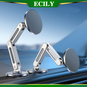 ECILY ขาตั้งโทรศัพท์ขาตั้งโทรศัพท์ในรถอัลลอยแบบแม่เหล็กหมุนได้สำหรับ I-Phone 14 13 12 11 Pro Max Samsung Xiaomi S23 Stand Mobil ที่วางแดชบอร์ด Tesla ระงับหน้าจอรถยนต์ขาตั้งอะลูมินัมอัลลอยโลหะ