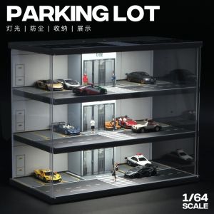 1:64 Scale Model Car Display Box Toy Garage Scene Storage Rack Dustproof Multi-Mark Car Model Collectible Toy Simulation Vehicle
