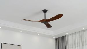 60 Inch Remote Control Ceiling Fan with Solid Wood Blades