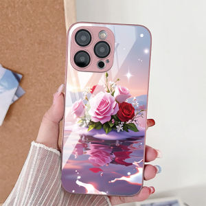 Tempered Glass Phone Case For Samsung Galaxy S26 Ultra Funda S25 S24 S23 Plus S22 S21 FE S20 FE Prtotective Flower Cover Coque