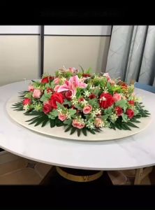 Lẵng Hoa Lụa Cao Cấp Lẵng Hoa Tròn 60cm Trang Trí Để Bàn Họp Trang Trí Tiệc Sự Kiện Hội Nghị