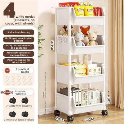 TENGYAGAO | Multifunctional Narrow Children Bookshelf with Wheels and Multi-tier Storage