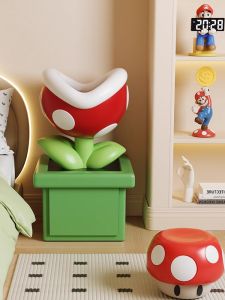 Creative Mario Cartoon Nightstand Side Table Storage Shelf Resin Material Childrens Cute Bedside Cabinet Modern Simple Style