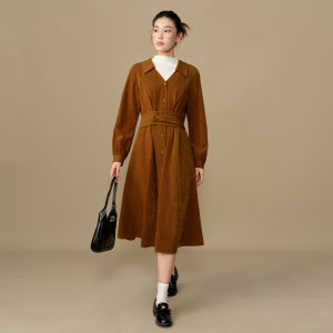DUSHU | Retro Elegant Wrap Slimming Shirt Dress