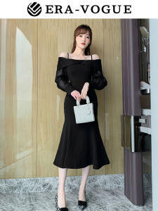 ZYHT (Giải phóng mặt bằng Sử dụng phiếu giảm giá)  đầm đuôi cá váy dây treo Cổ áo một chữ bỏ khỏi vai đầm tay dài tiểu thư đầm dự tiệc sang chảnh eravogue 5935