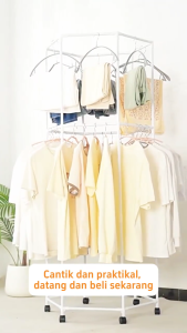 Multi-Function Clothes Drying Rack Dormitory Space Floor Standing Coat Hanger Stable Thickened Hexagonal Home Rotating Belt Wheel