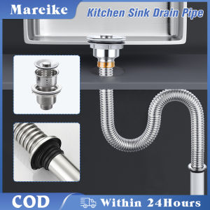 80cm Kitchen Sink Drain Pipe Stainless Steel Bathroom Wash Basin Sink Drain Pipe And Funnel Extended