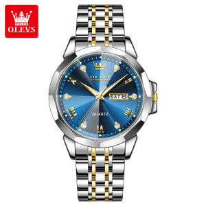 OLEVS Watch For Mens Waterproof Original Stainless Steel Strap Business Fashion Casual Perfume Watch Luminous Calendar With Box