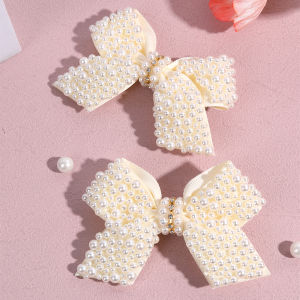 2ชิ้นกิ๊ฟหนีบผมโบว์ไข่มุกหวานสง่างามกิ๊บติดผมโบว์พลอยเทียมสำหรับเด็กผู้หญิงเด็กร้านบูติกเครื่องประดับผม