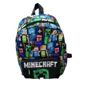 12 Inches Backpacks Colorful Block Design with Character Prints Durable Stylish School Bag for Kids and Fans 32x24x10 cm