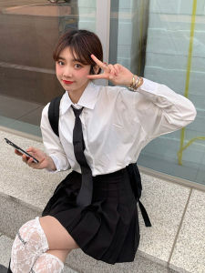 ชุดนักเรียนหญิงฤดูใบไม้ผลิและฤดูใบไม้ร่วง JK แขนยาวหลวมๆ ชุดสองชิ้นสำหรับงานวิทยาลัยและงานเลี้ยงต้อนรับ