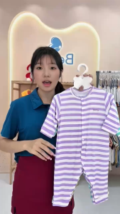 Bộ body dài BENTY sọc ngang chất liệu vải mềm mịn mát body dài mặc ngủ cho bé trai bé gái