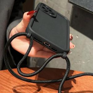 Crossbody Soft Phone Case For iPhone 17 Air 16E 15 16 Pro Max 14 13 12 11 7 8 Plus XS XR SE 2022 Adjustable Lanyard Strap Cover
