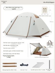 The Primitive | Lều Cắm Trại Cho 1-2 Người 2 Lớp Khung Nhôm Chống Mưa Gió Nhẹ Gọn Cho Trekking