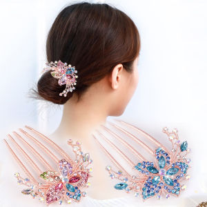【Free Shipping】Korean Style Flower Hollow Out Crystal Hair Clip for Women Ladies Hair Side Comb for Wedding Bride Bridesmaid