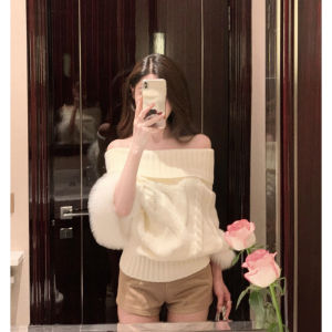 YUEZHONGWEI | Off-shoulder Knit Sweater