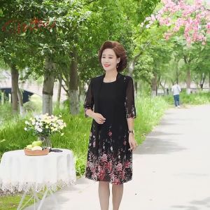 Set váy trung niên nữ đẹp dự tiệc sang trọng V50 - Đầm dạ hội cao cấp chất voan - Shop quần áo kiểu thời trang cho mẹ cho bà cho người lớn tuổi trung tuổi U40 U50 U60 U70 mặc mùa hè thu đông giá rẻ Bigsize cỡ lớn