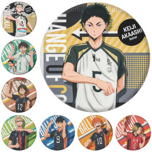 58mm Anime Haikyuu!! Yu Nishinoya Ryunosuke Tanaka Cosplay COSTUME Badge Pin SPTE Tinplate Brooch﻿ Prop Gilf